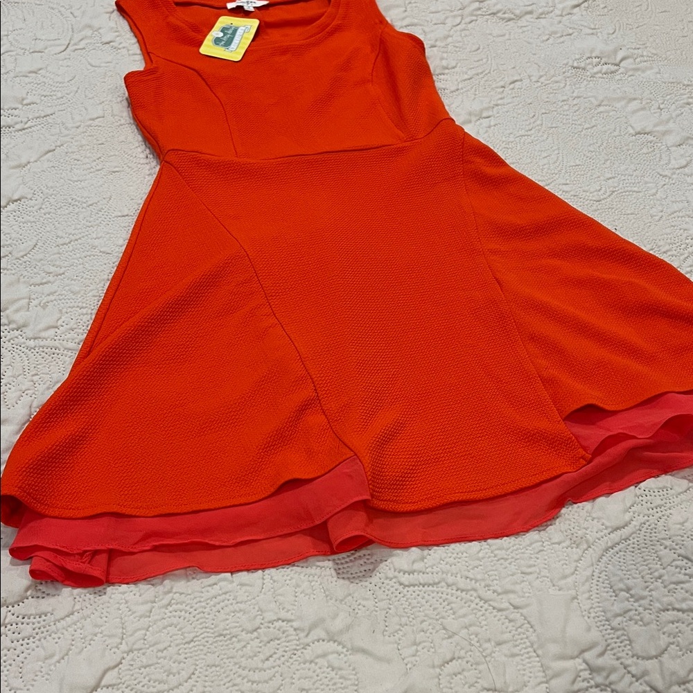 Umgee Bright Orange Sleeveless Fit-and-Flare Dress - Picture 4 of 11